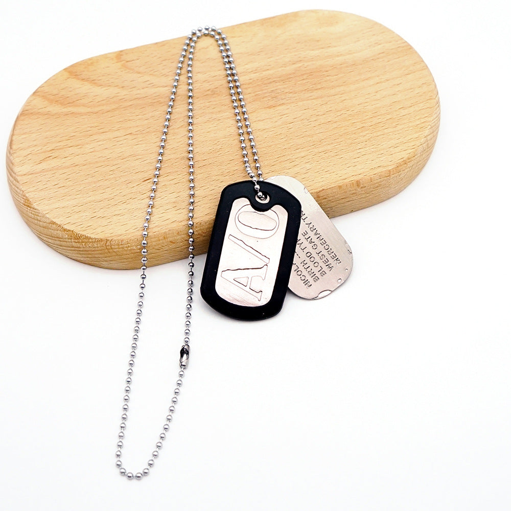 Anime Black Street Bandit Dog Tag Necklaces