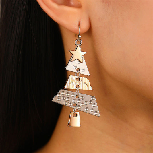 Fashion Two-tone Christmas Tree Personality Creative Earrings