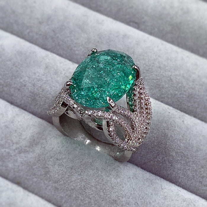 Fashion Classic Retro Flower Colored Gems Imitation Ring