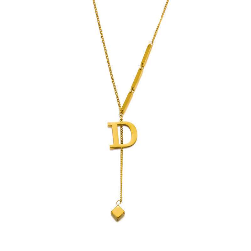 Women's Square Chain With Letters Elegant High-grade Necklaces