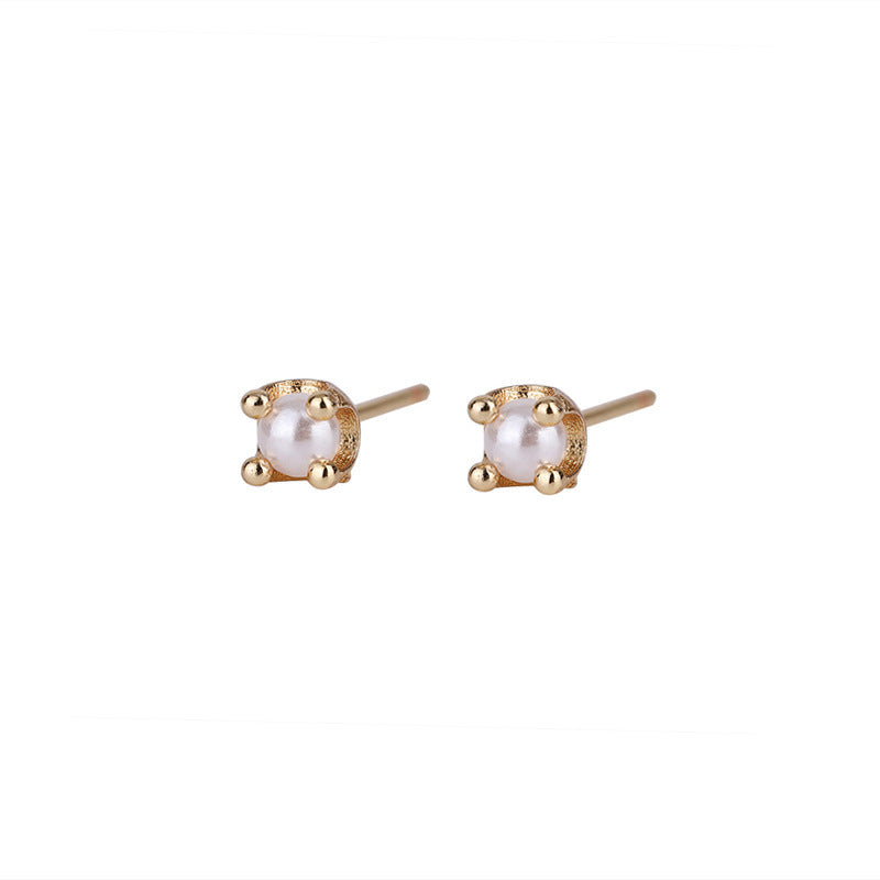 Women's Pearl For Small Before Sleep Simple Retro Versatile Stud Earrings