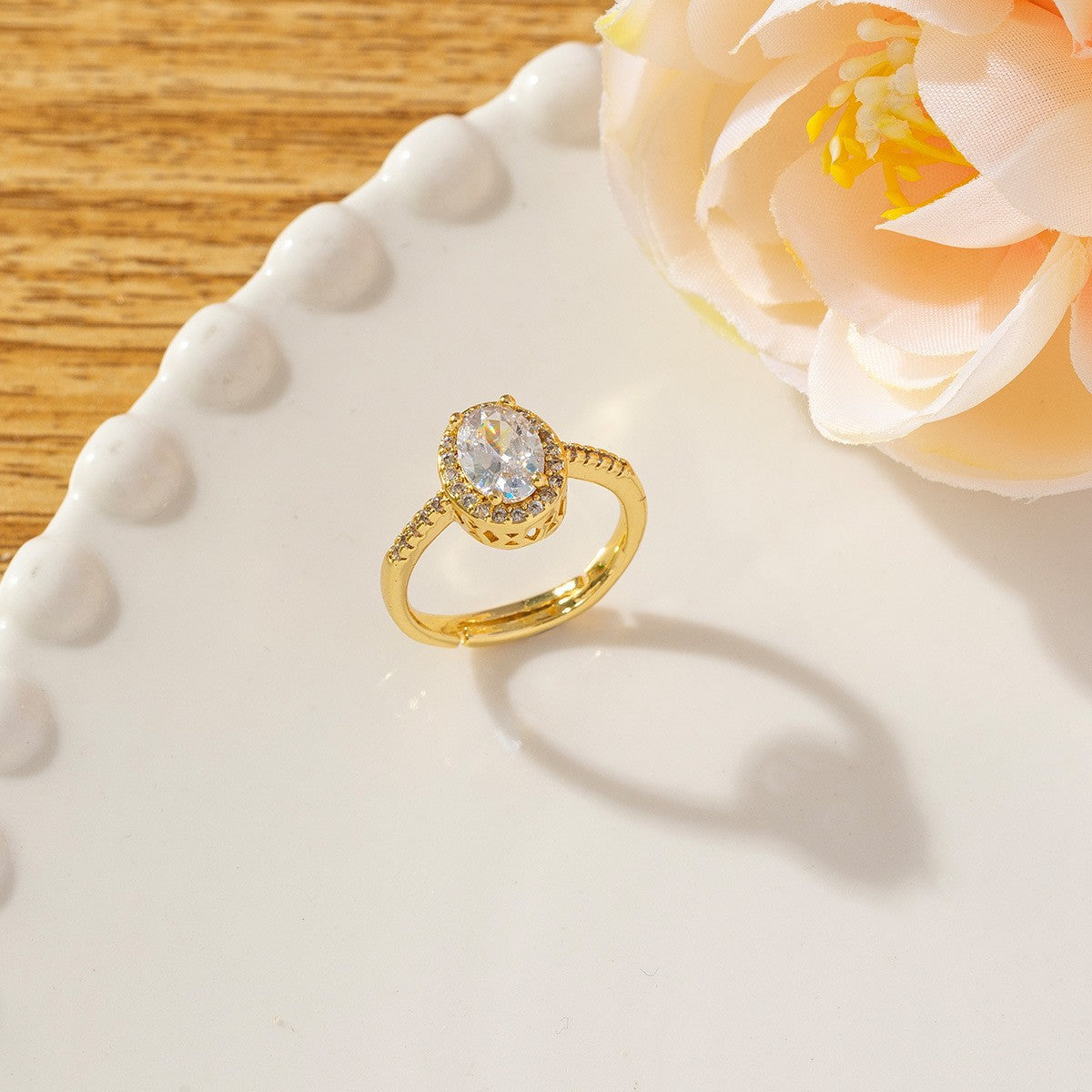 Temperament High Sense Loving Heart With Opening Adjustable Super Flash Ring