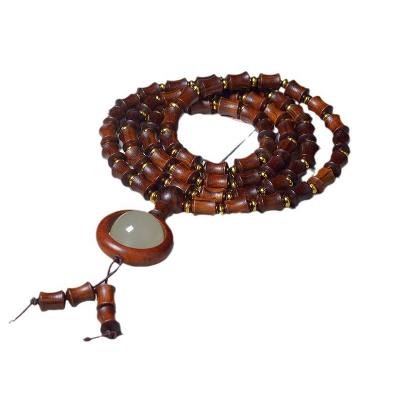 Women's & Men's Sandalwood Bamboo Joint Flat Round Bead Jujube Beads Spacer Luminous Bracelets