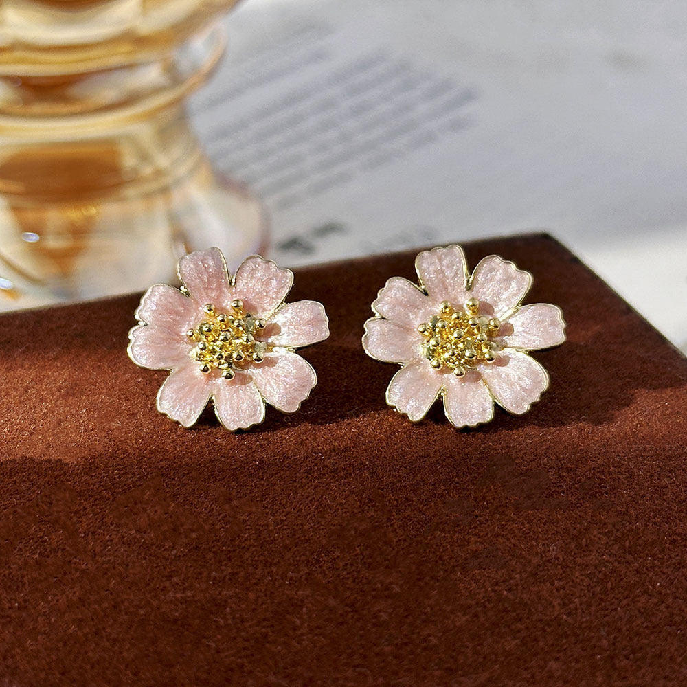 Inlaid Zircon Flower Elegant High-grade Pearl Earrings