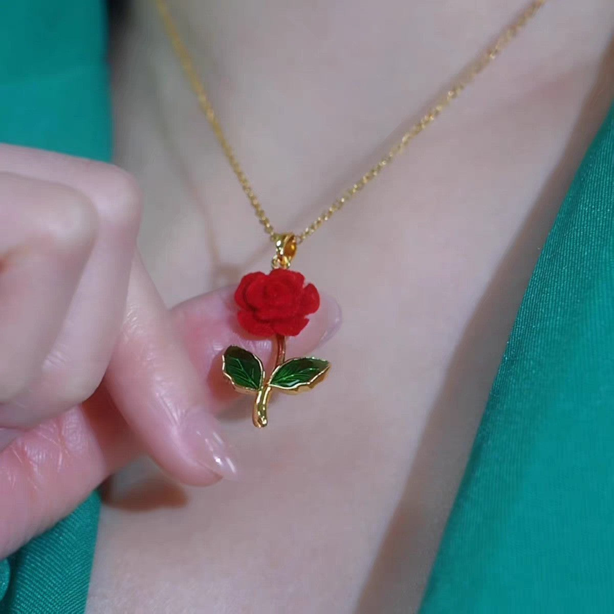 Long Female Elegant Tassel Red Flower Light Luxury High Sense Rings
