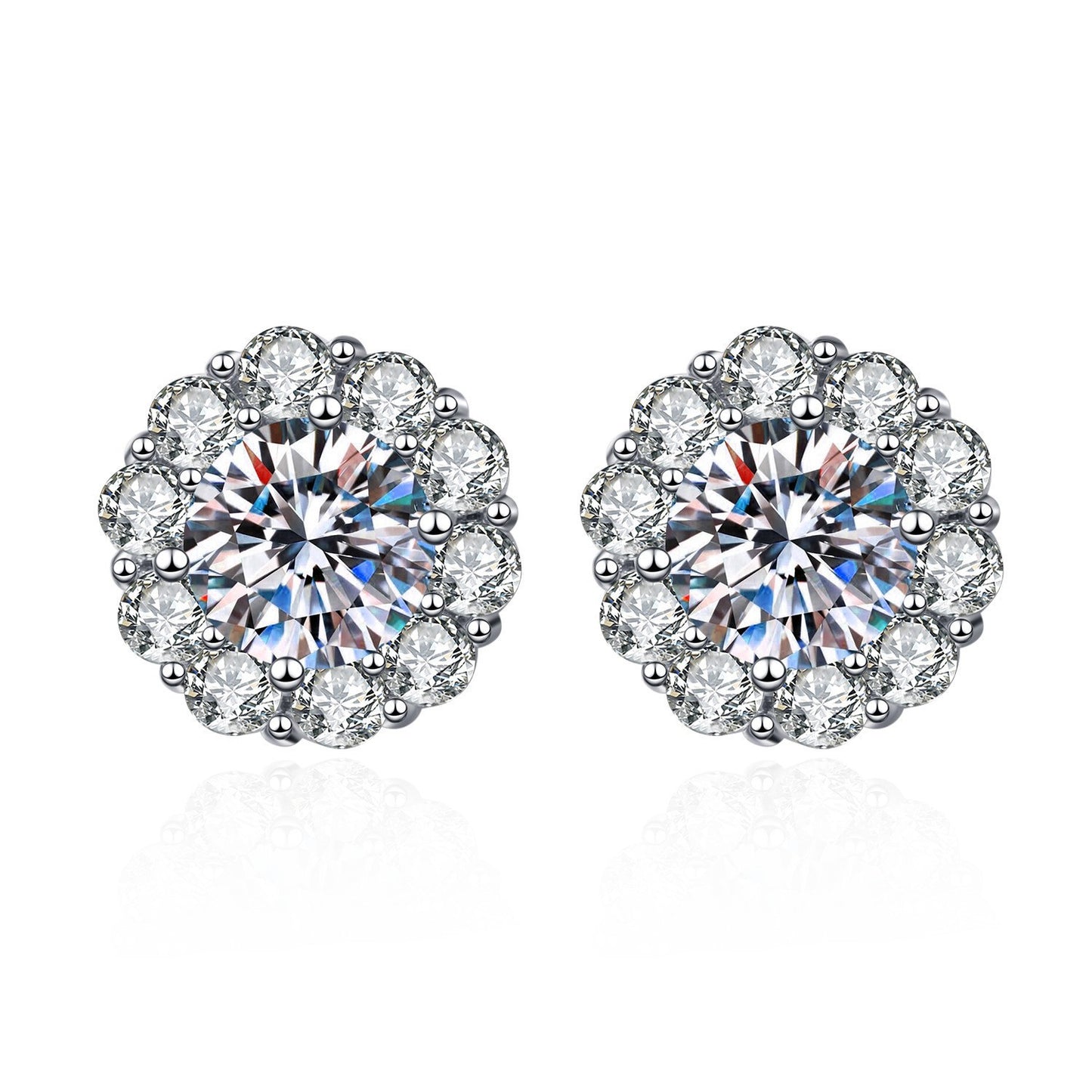 Moissanite Ear Female With Hearts Sterling Earrings