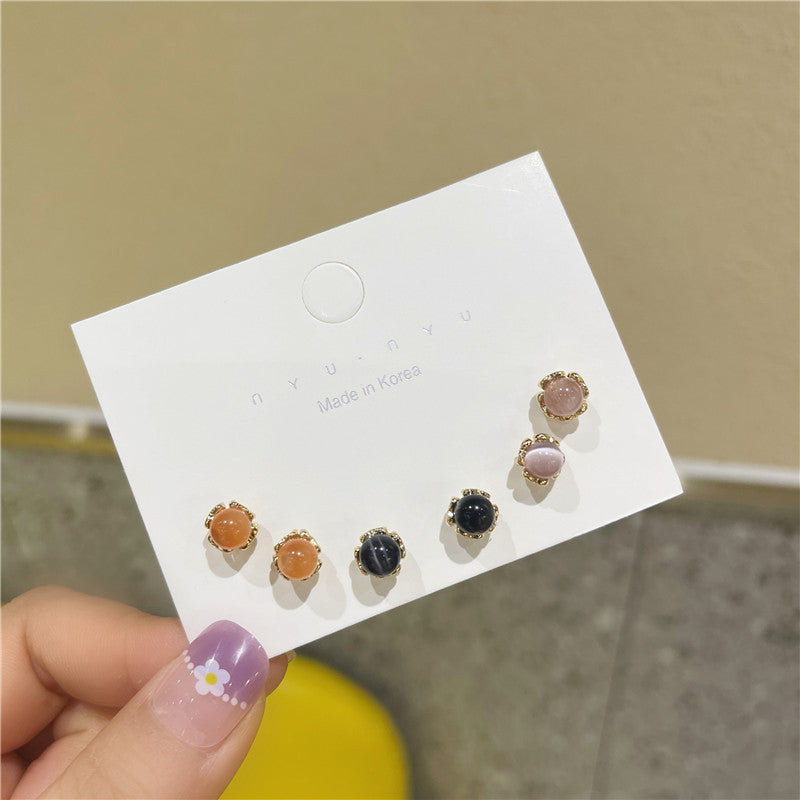 Opal Stone Ear Female Fashion Design Stud Earrings