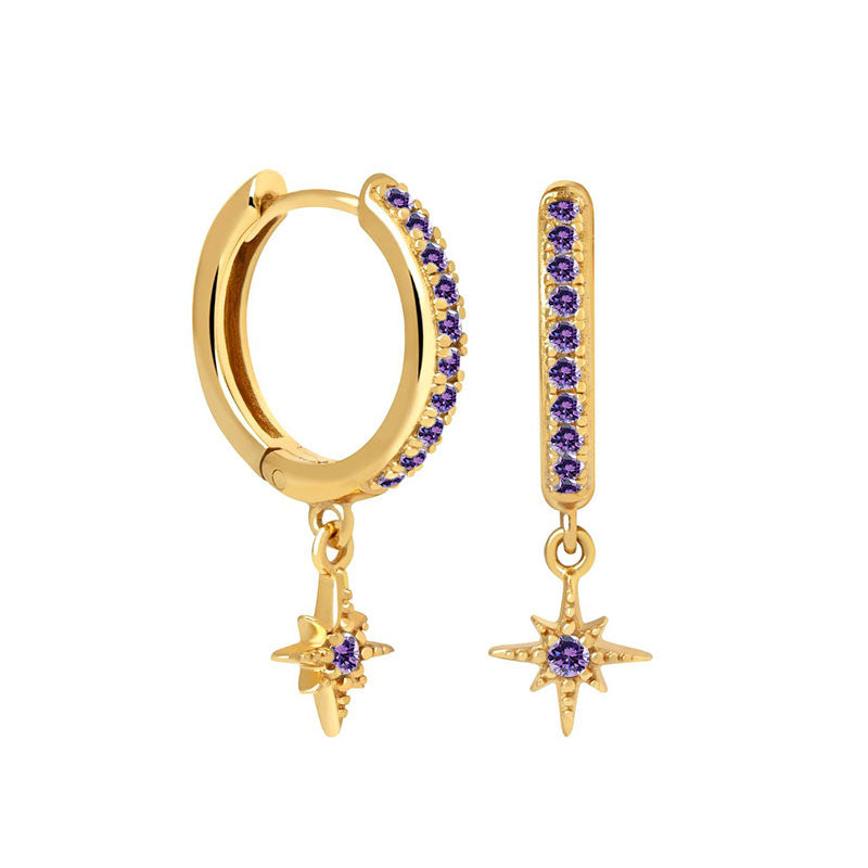 Women's Sier Octagonal Star For Twinkling Little Sun Ear Stud Earrings