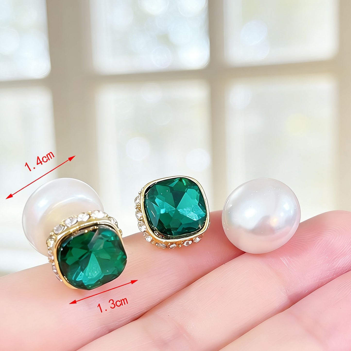 Women's Rear Emerald Crystal Pearl For Niche Design Rings