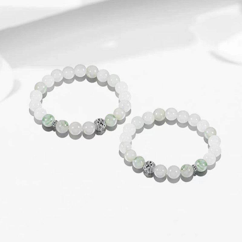 Women's & Men's Beads Couple Obsidian Six Words Mantra Chalcedony Light Luxury National Bracelets