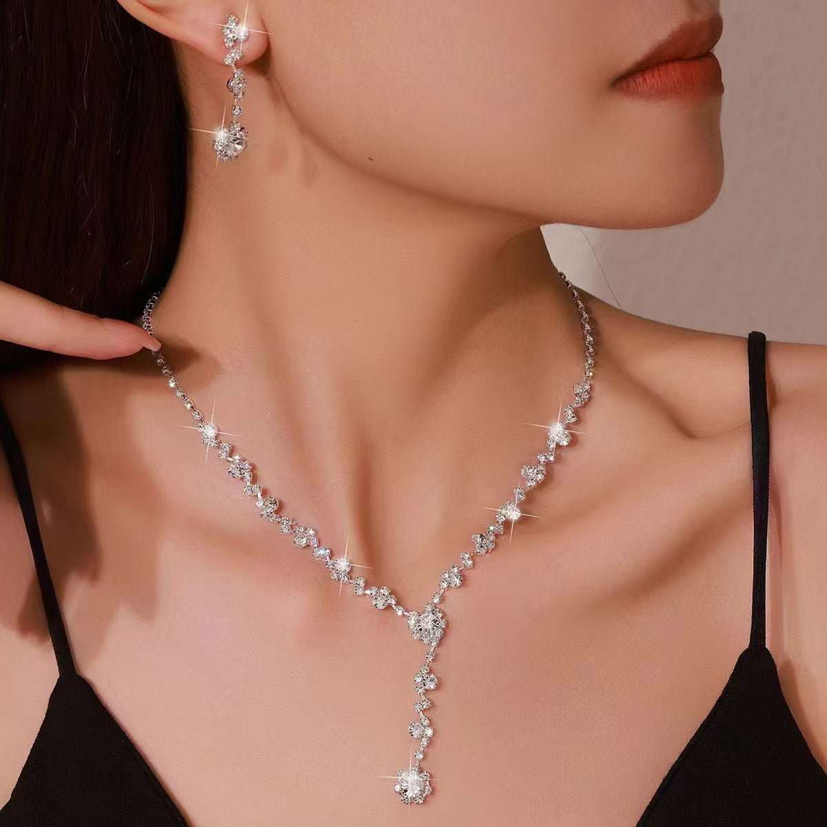 Kit Zircon Wings Water Drop Wedding Dinner Party Formal Jewelry Set