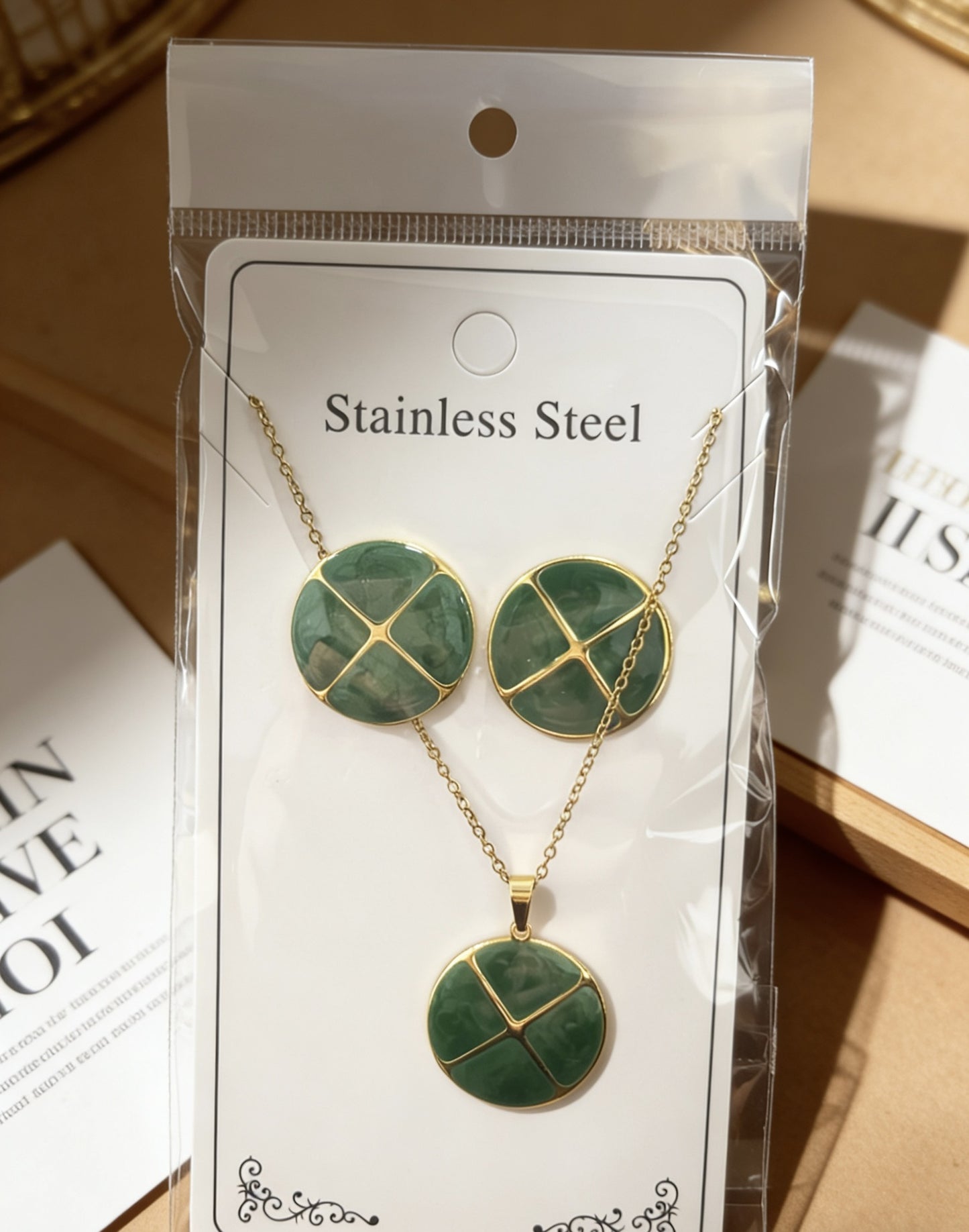 Flower Water Drops Glaze Personality Stainless Jewelry Set