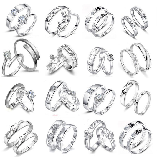 Ornament Open Couple Female Korean Style Zircon Wedding Rings