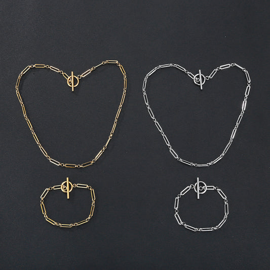 Fashion Waterproof Hard-wearing Metal Stainless Steel Handmade Chain Jewelry Set