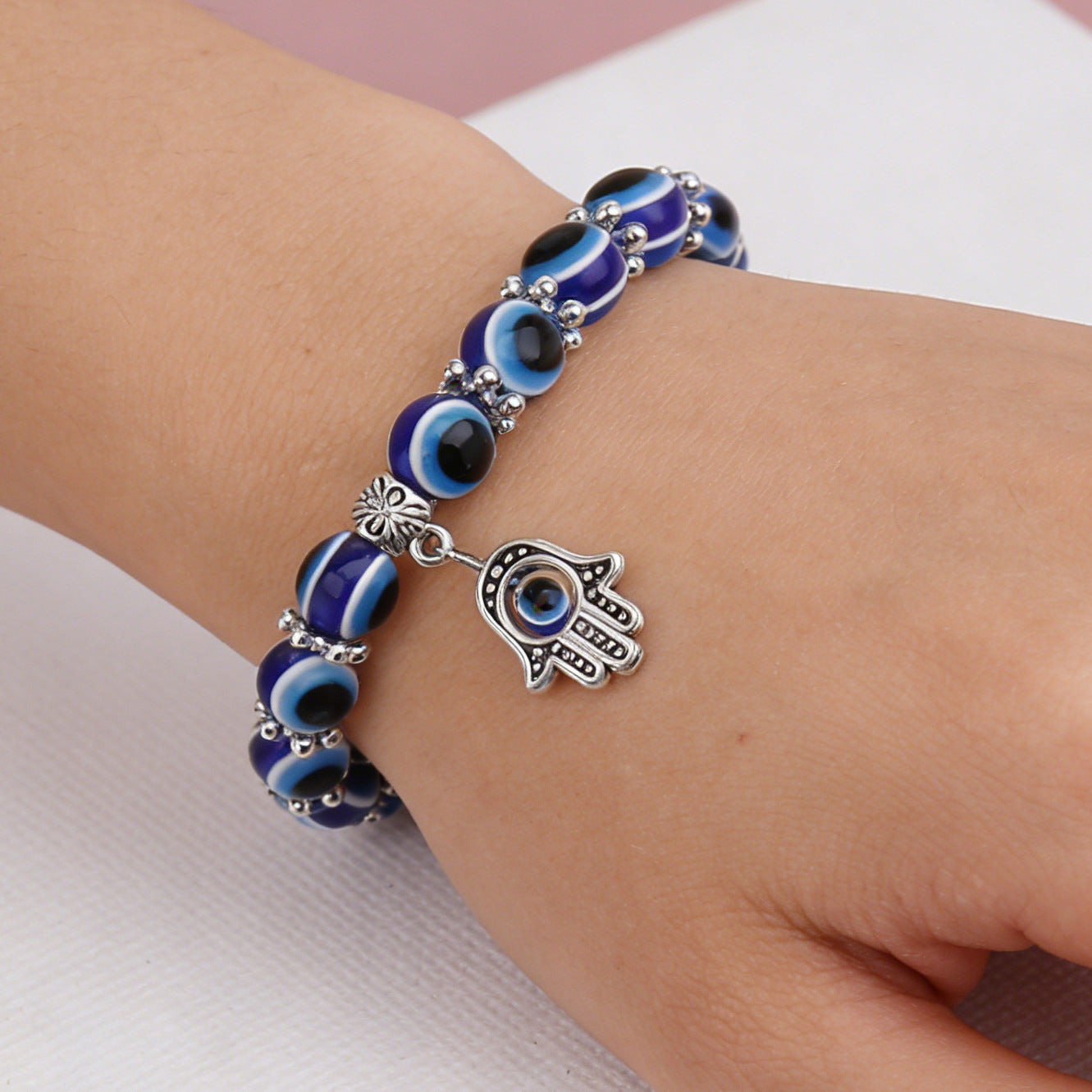 Fatima Hand Turkish Evil Blue Eyes Bracelet