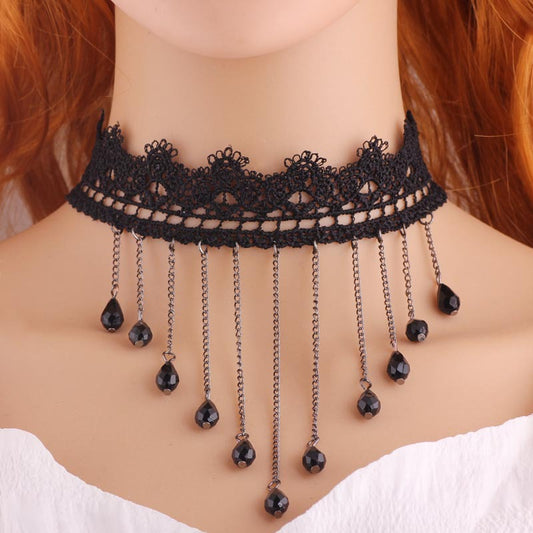 Women's Lace Sexy Clavicle Chain Black Exaggerated Neck Band Formal Collar