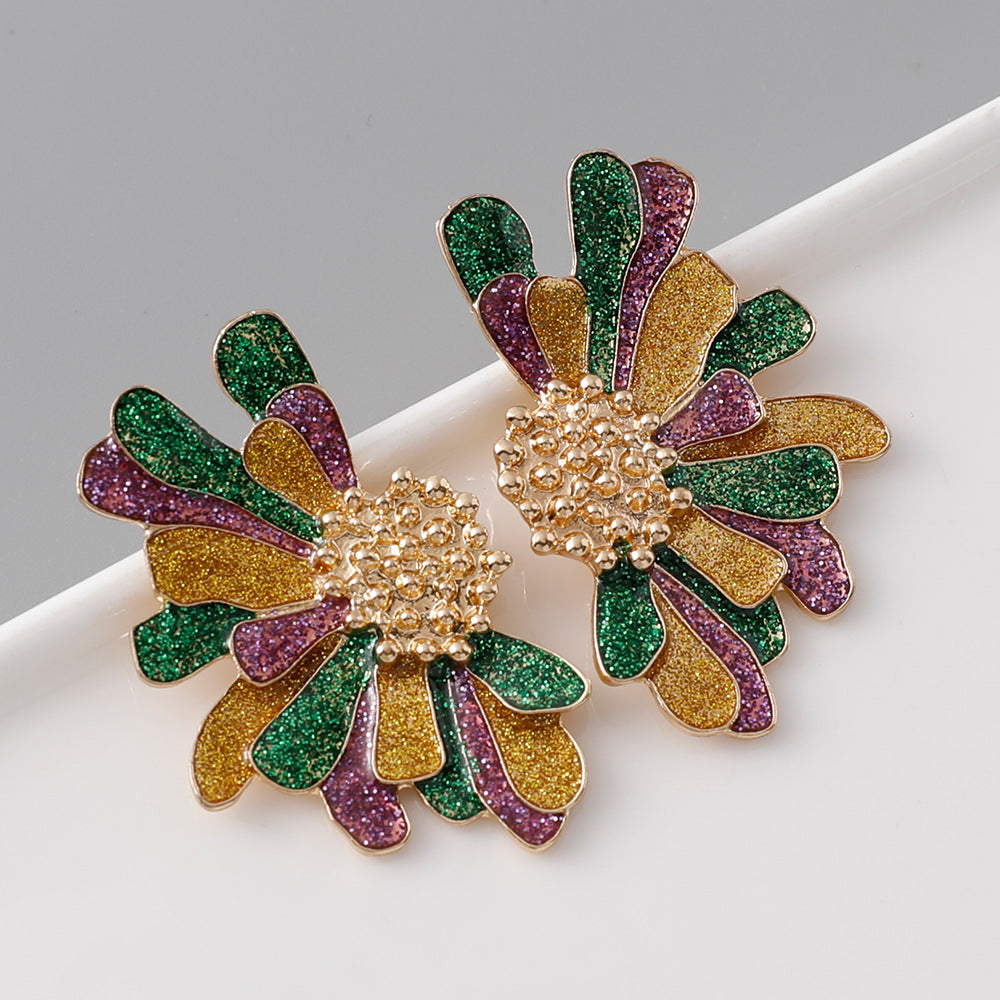 Female Design Sense Niche Shaped Flower Irish Earrings