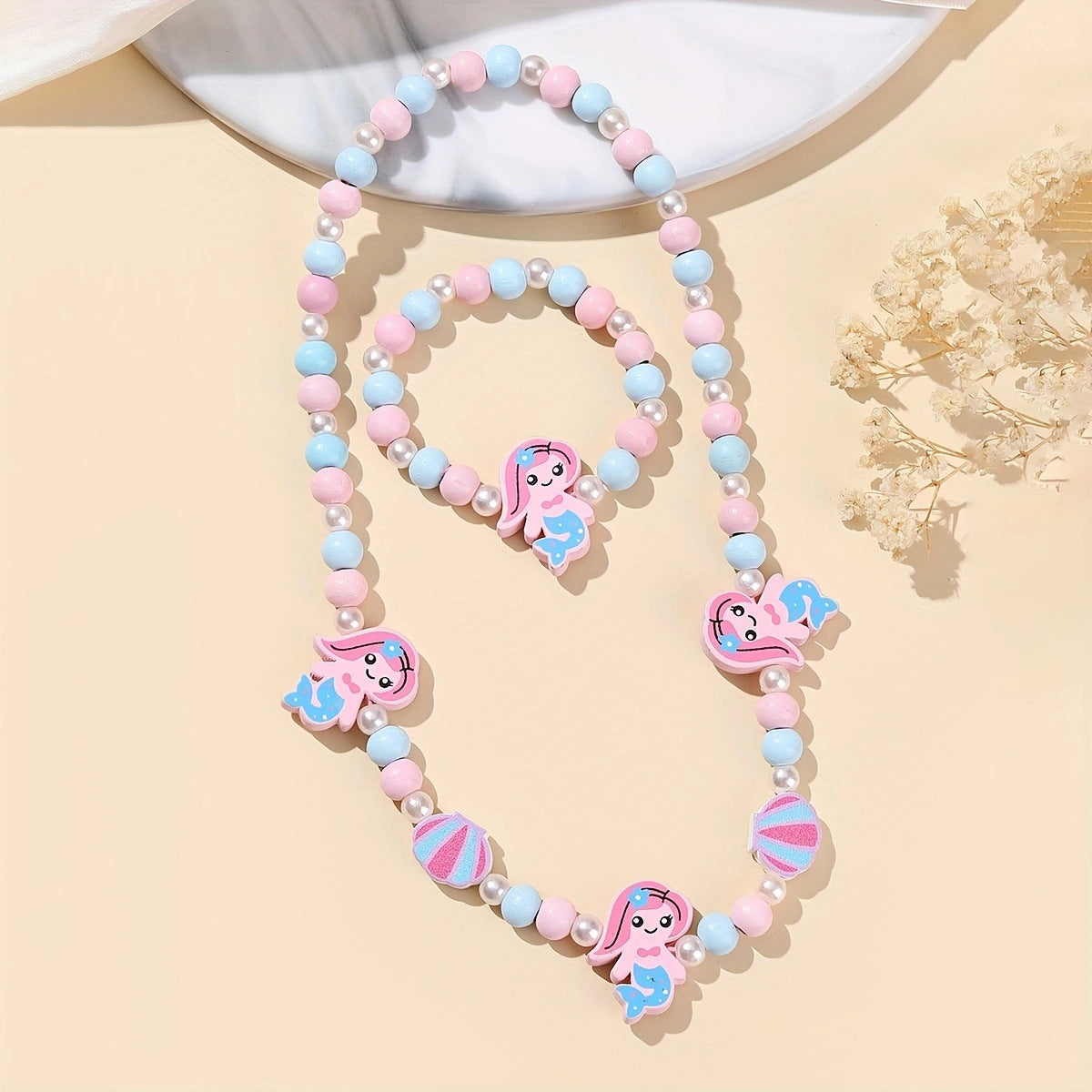 Children's Mixed Color Beaded Wooden Bead Handmade Bracelets