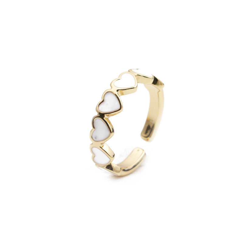 Women's Oil Drop Peach Heart Opening Adjustable Colorful Ring
