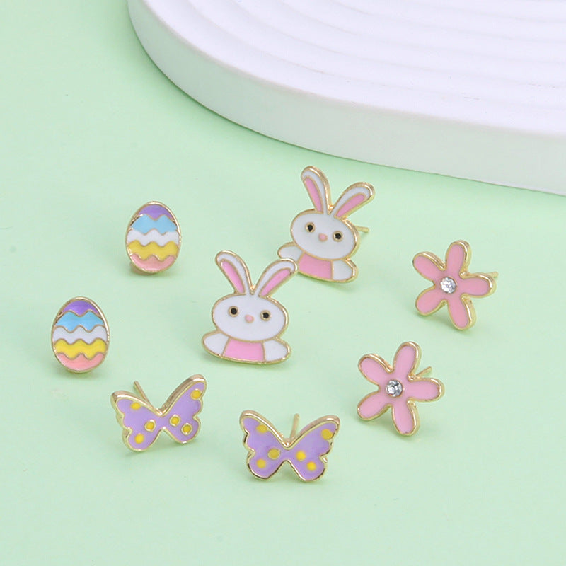 Cartoon Dripping Oil Alloy Rabbit Rejuvenating Earrings