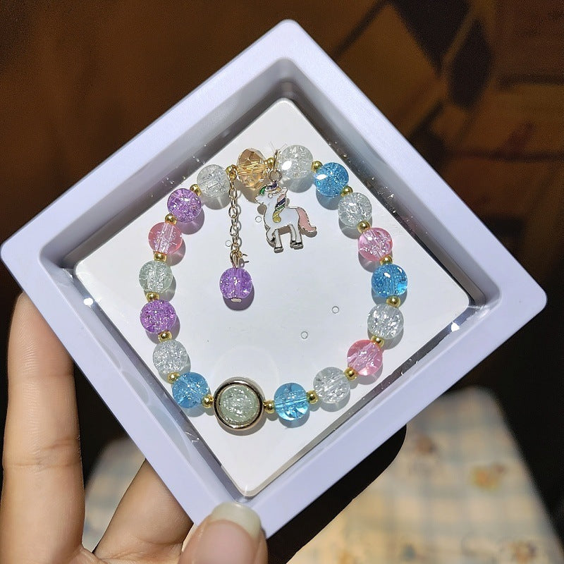 Cartoon Crystal Colored Glaze Flower Beaded Colorful Gift Box Bracelets