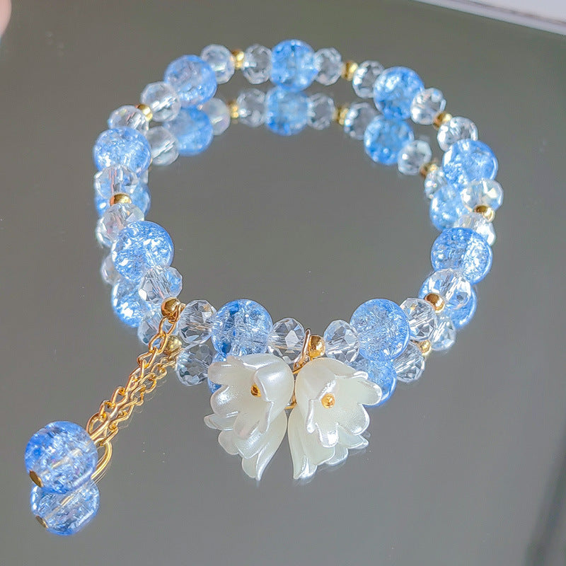 Two-color Lily Female Temperament Small Crystal Bracelet