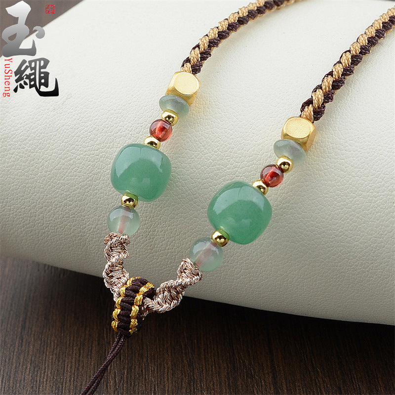 Comfortable Rope Emerald Jade Hand-woven Aventurine Necklaces