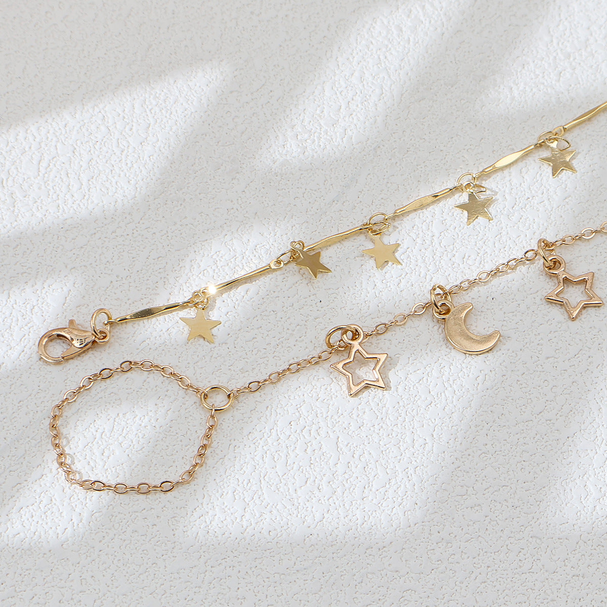 Women's Fashionable Golden Five-pointed Star Moon For Bracelets