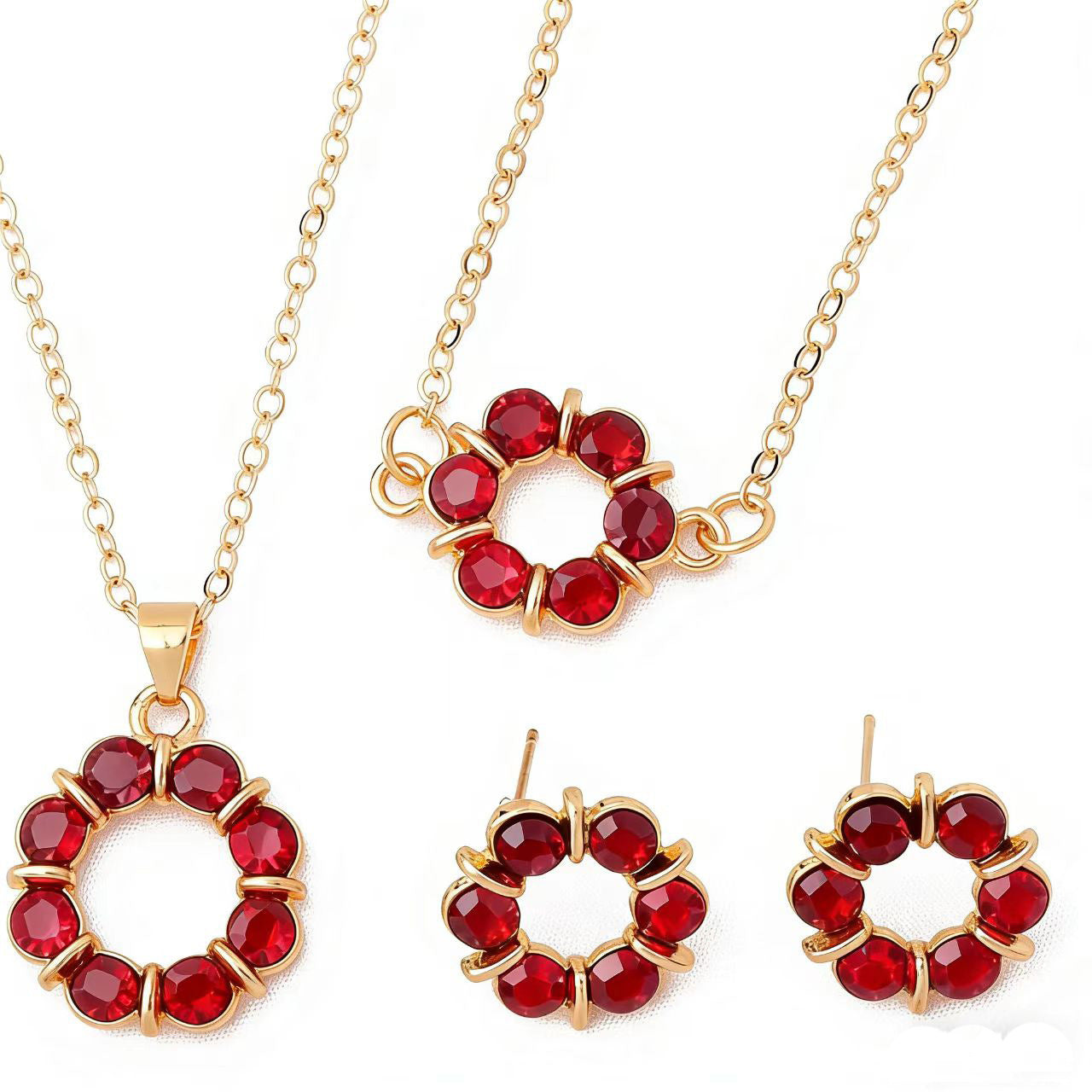 Women's Flower Circle Diamond Niche Design For Jewelry Set