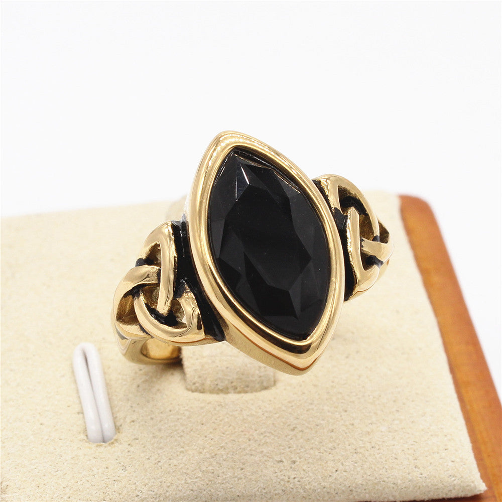 Nordic Viking Celtic Gemstone Titanium Steel Rings