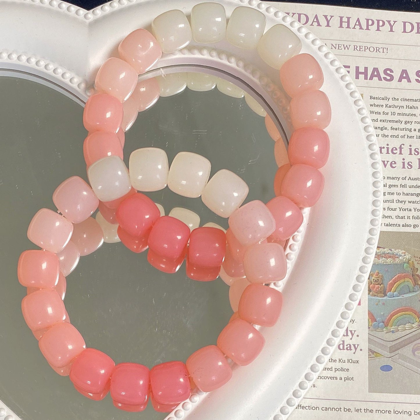 Jade Imitation Bodhi Couple Female Pliable Temperament Gradient Color Round Bracelets