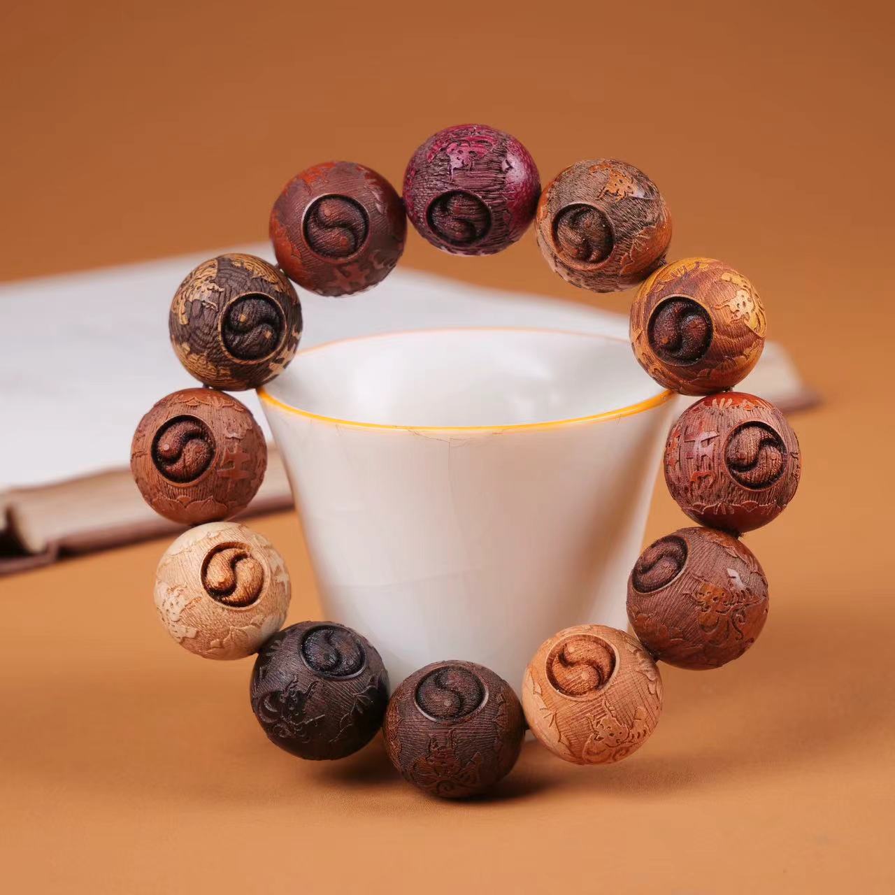 Women's Beads Rosewood Door Frame Yellow Pear Crafts Bracelet