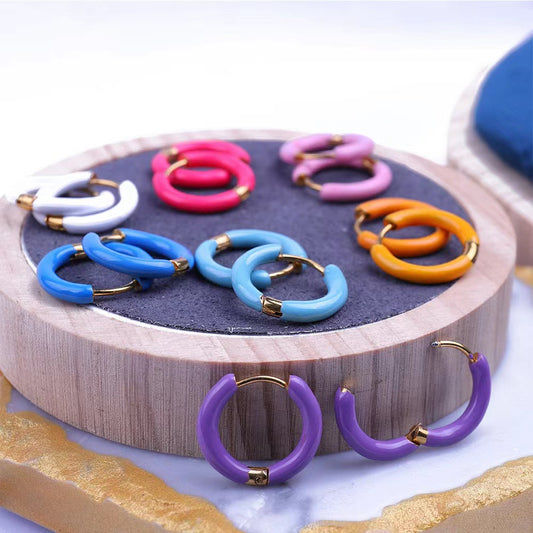 Steel Trendy Versatile Personality Dripping Oil Earrings