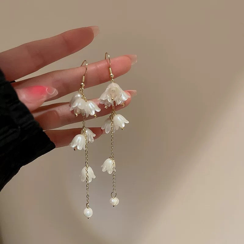 Pearl Flower Tassel Niche Temperament Atmosphere Affordable Earrings