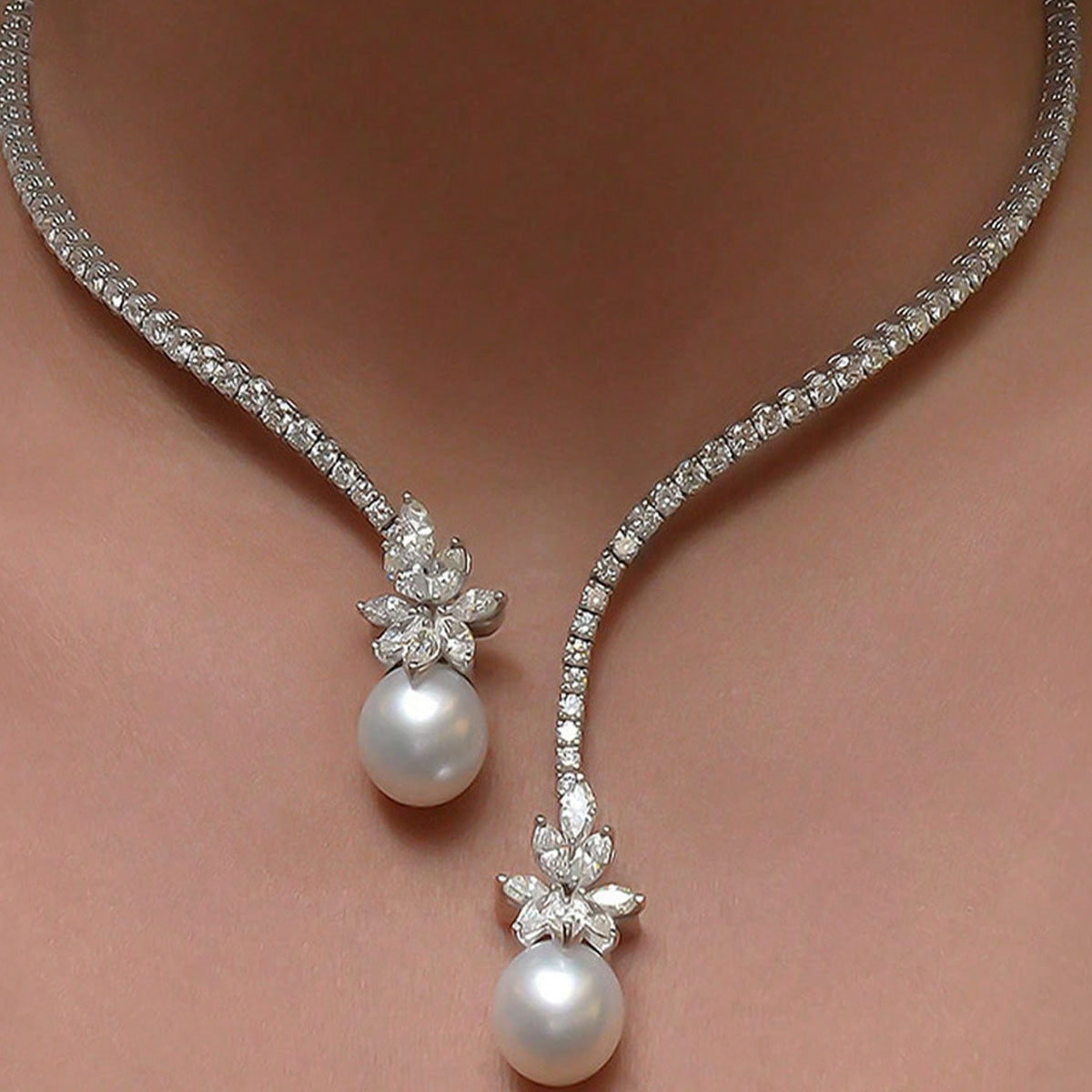 Women's Opening Rhinestone Pearl High-grade Light Luxury Minority Zircon Collar