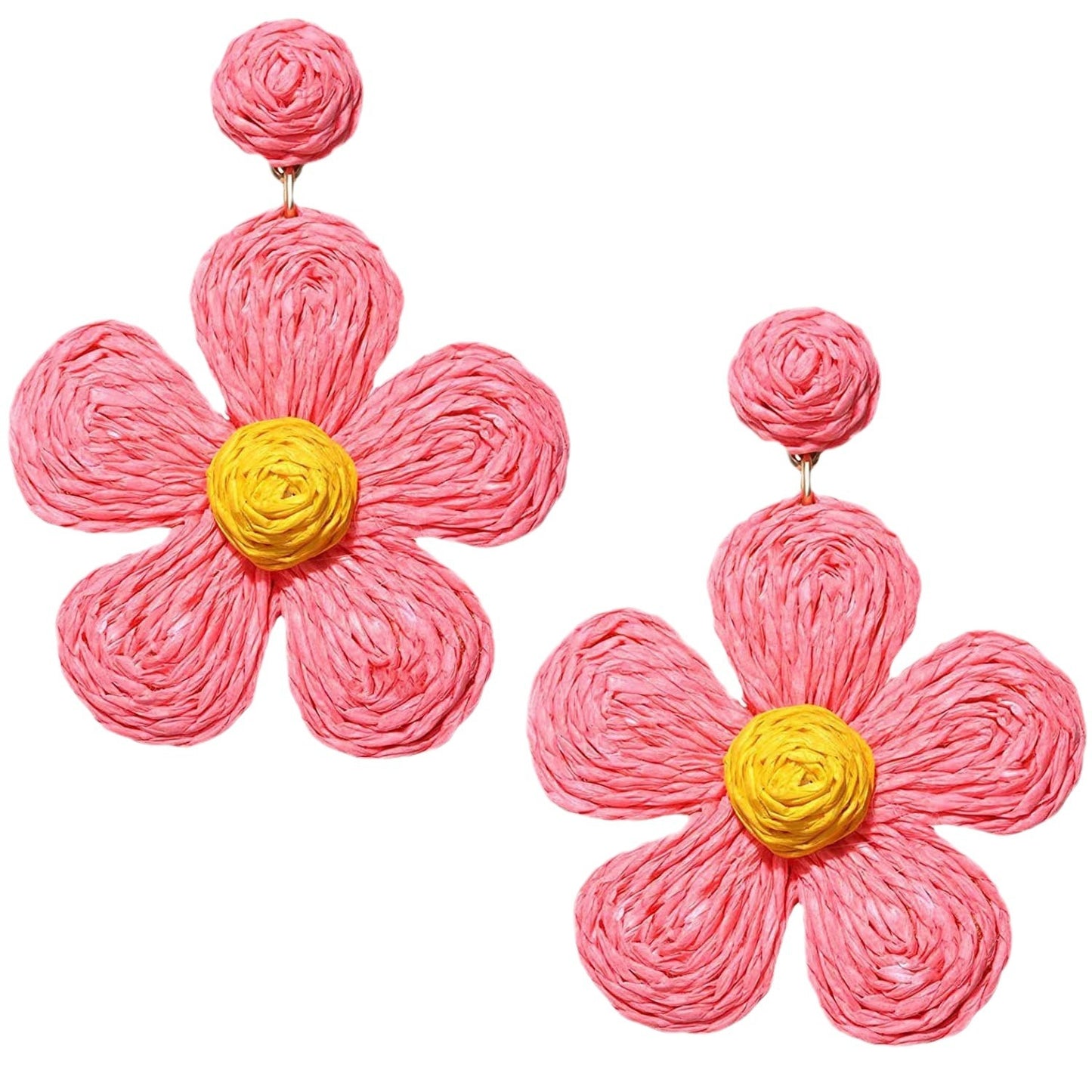 Attractive Raffia Flower Fashion Petals Hand-woven Stud Earrings