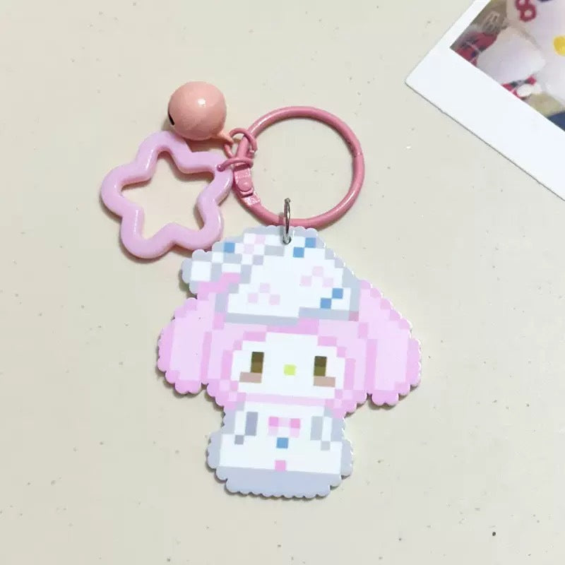 Pixel Cartoon Key Button Schoolbag Cute Acrylic Hang Decorations Hanging Ornaments