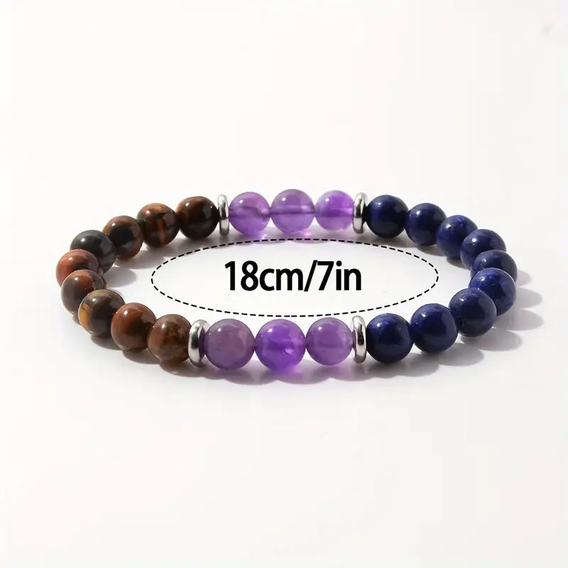 Eye Amethyst Blue Gold Natural Stone Bracelets