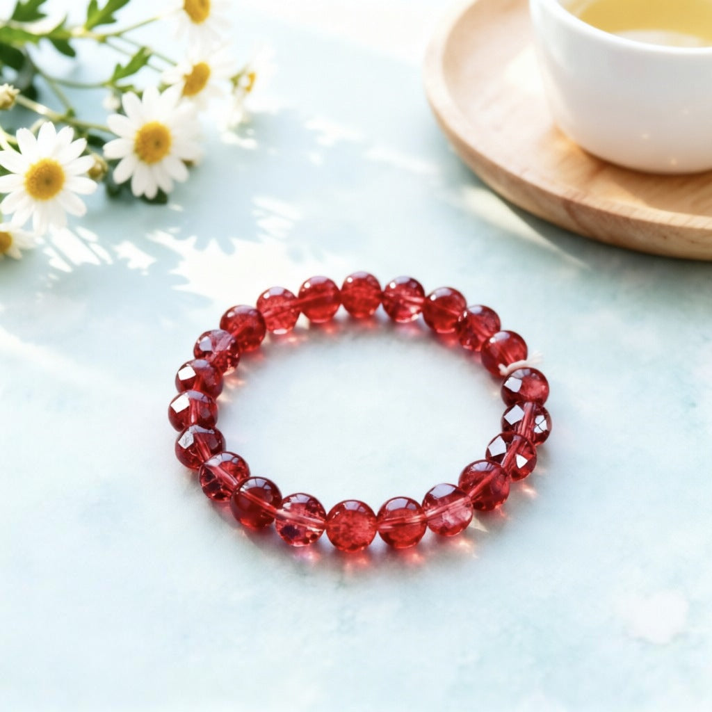 Female Two-color Transparent Micro Glass Bead Jade Broken Glazed Live Bracelet