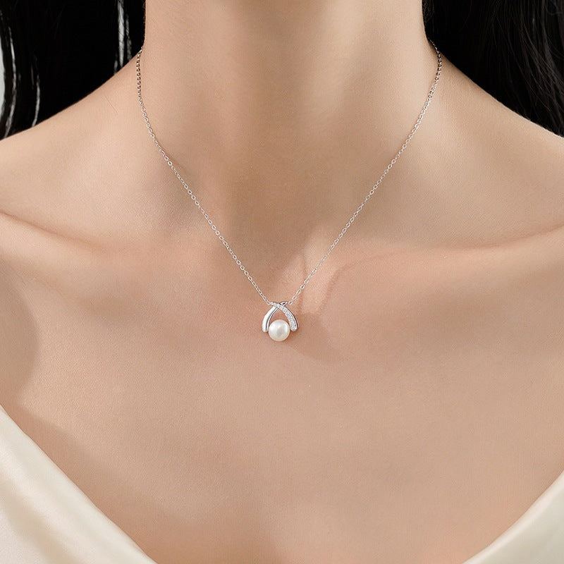 Women's Sterling Sier Fashion Style Freshwater Pearl Minority Design Jewelry Set
