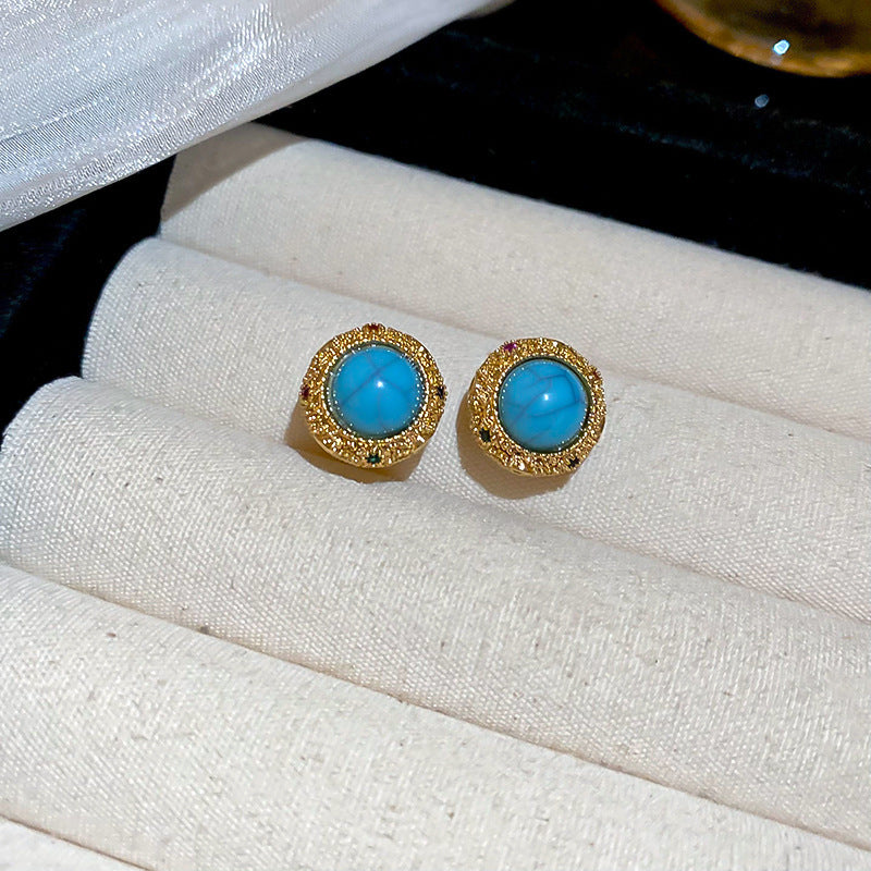 Blue Crystal Butterfly Flower Fashion Simple Fresh Light Luxury High Earrings