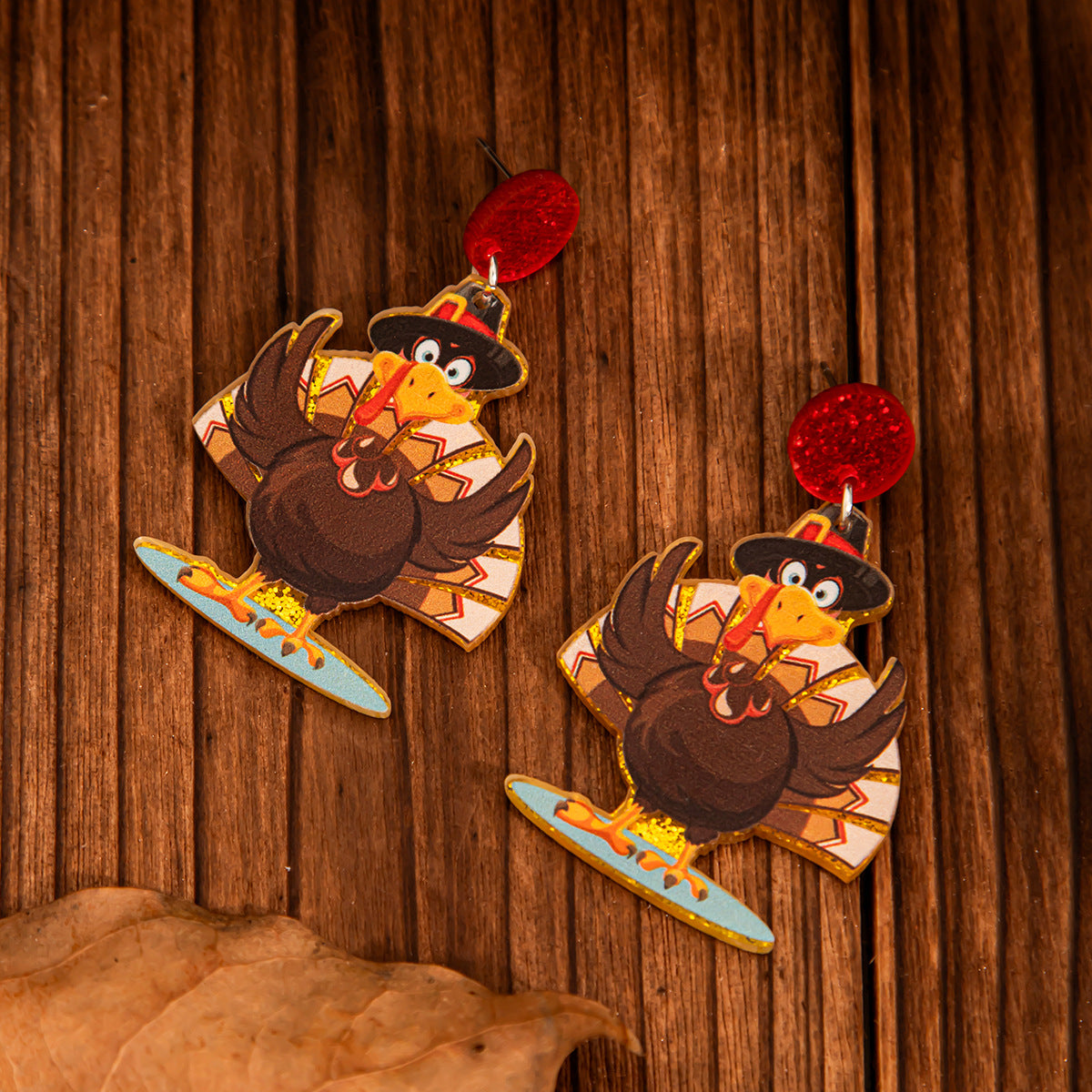 Thanksgiving Turkey Female Creative Acrylic Flash Pendants