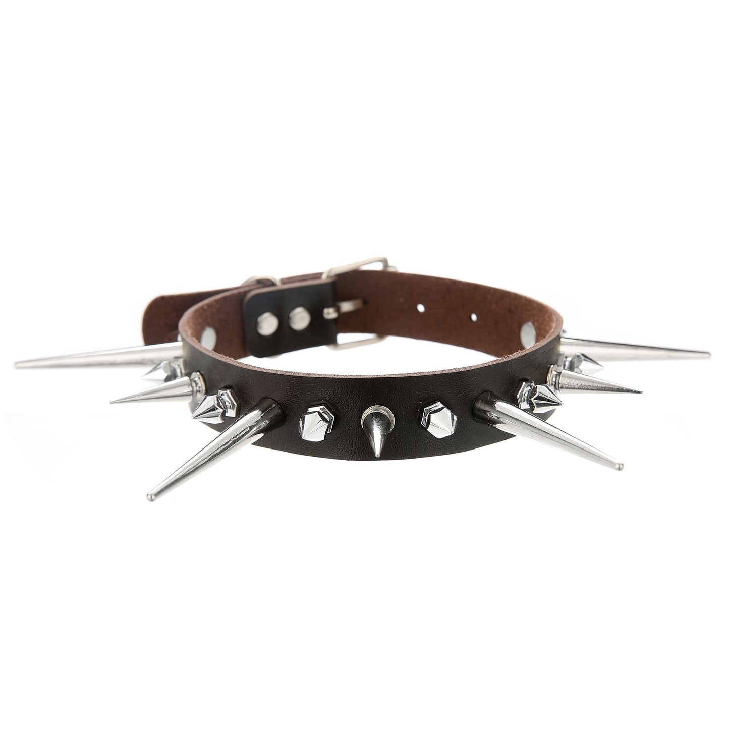 Punk Gothic Long Short Rivet Spike Collar