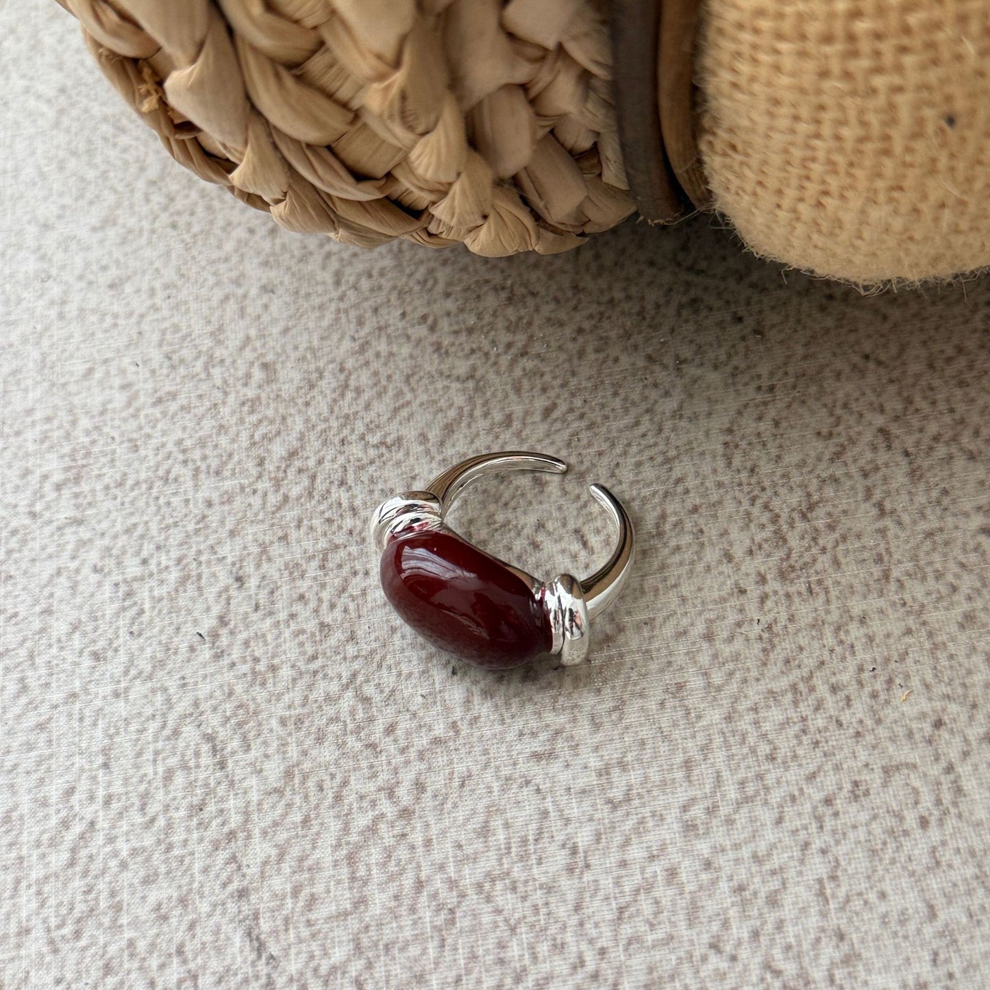 Women's Drip Glazed Geometric Open Adjustable Oval Twin Index Ring