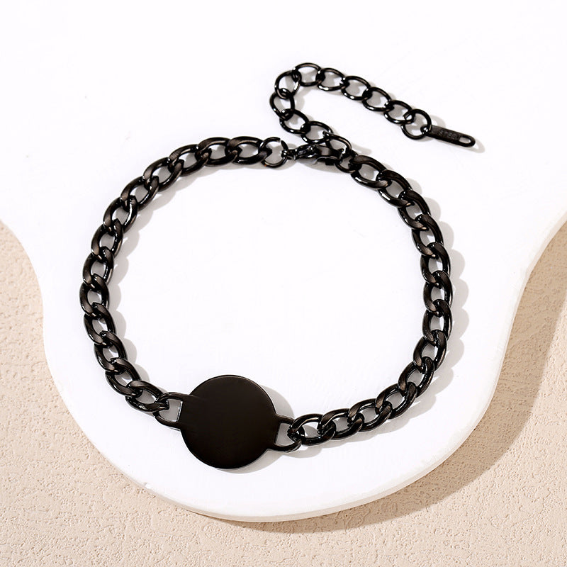 Blank No Words Material Stainless Steel Cuban Link Chain Laser Bracelet