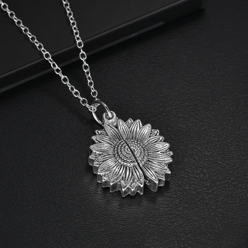 Retro Style Creative Can Open Sunflower Round Plate Female Necklace