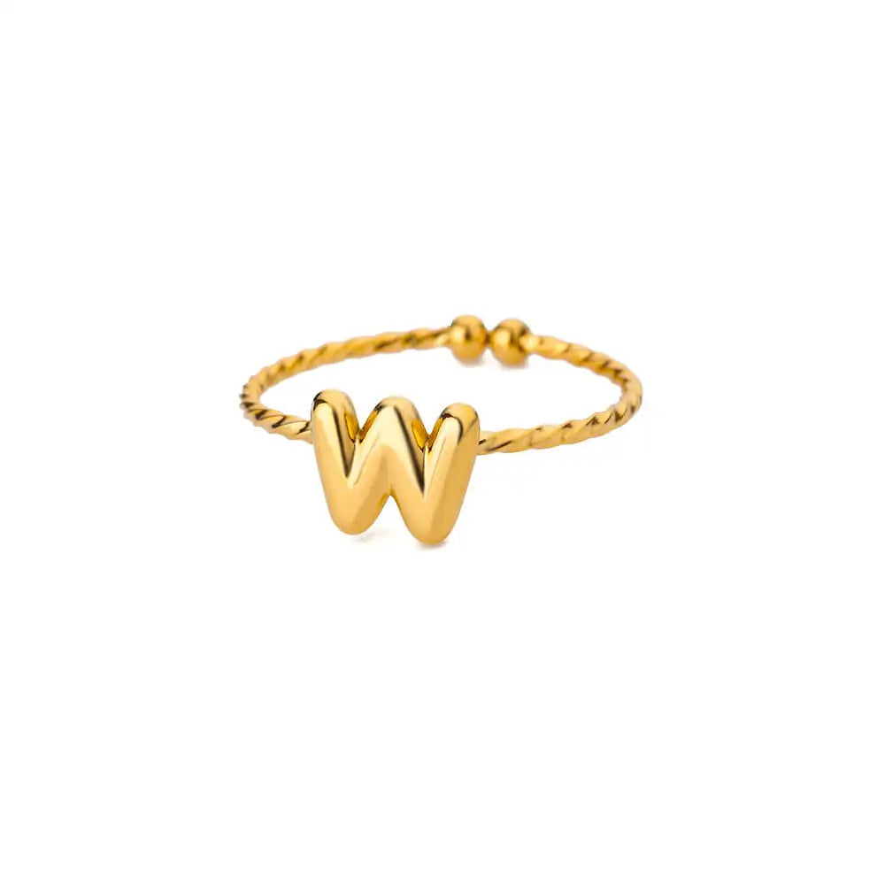 Stainless Steel Gold-plated English Letters Glossy Rings
