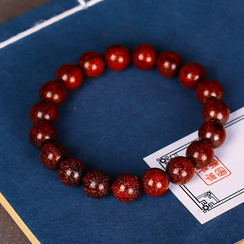 Density Full Gold Star Red Sandalwood Bracelet