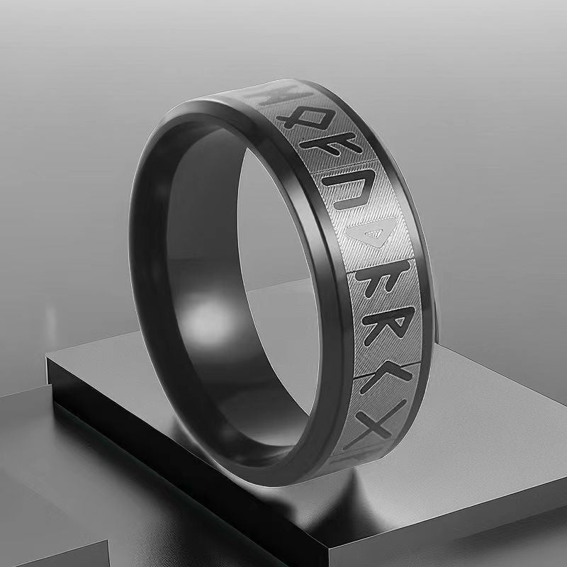 Men's Steel Hip Hop Niche High-grade Retro Nordic Rings