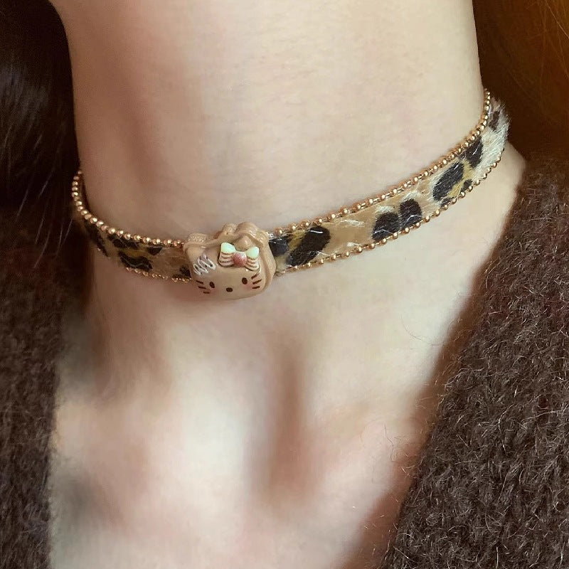 Style Leather Collar Wine Red Cross Clavicle Pendants